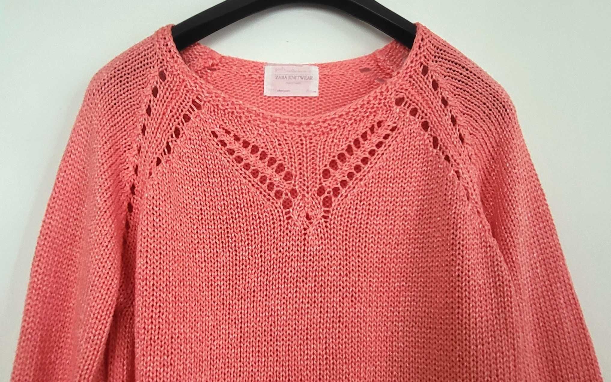 Zara śliczny sweter dla dziewczynki ażurowy wzór 13-14 lat/ 146-152 cm