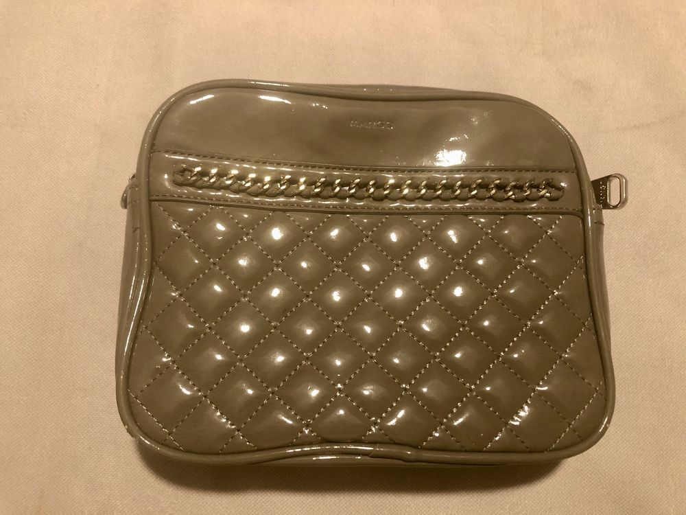 Bolsa mala tiracolo mango castanho cinza verniz clutch