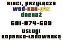 Przyłącza sieci koparko ładowarka woda gaz drenaż kanalizacja drenaż