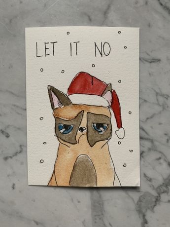 Kartka okolicznościowa świąteczna kot no monday mikołaj handmade