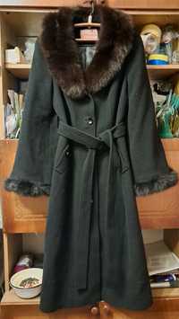 Пальто женское шерсть кашемир мех 50 размер Италия