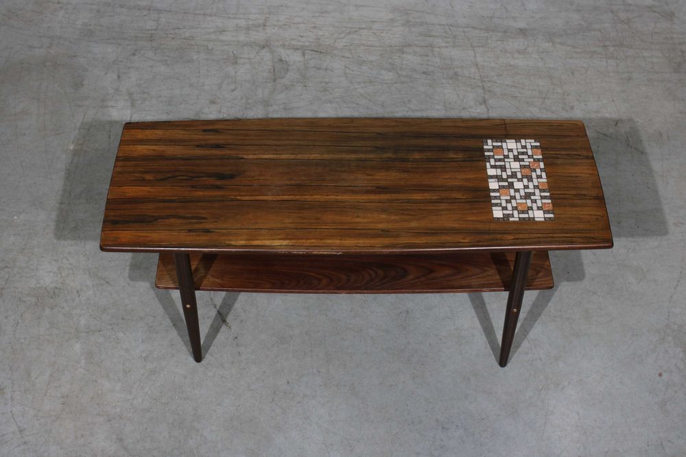 Mesa de centro nórdica em pau santo e azulejo | Mid Century Modern