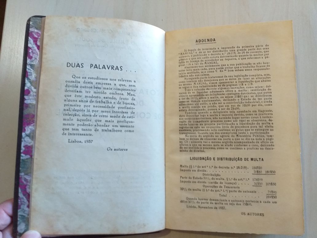 Livro Raro - Manual do Processo de Contencioso Fiscal - Finanças 1937