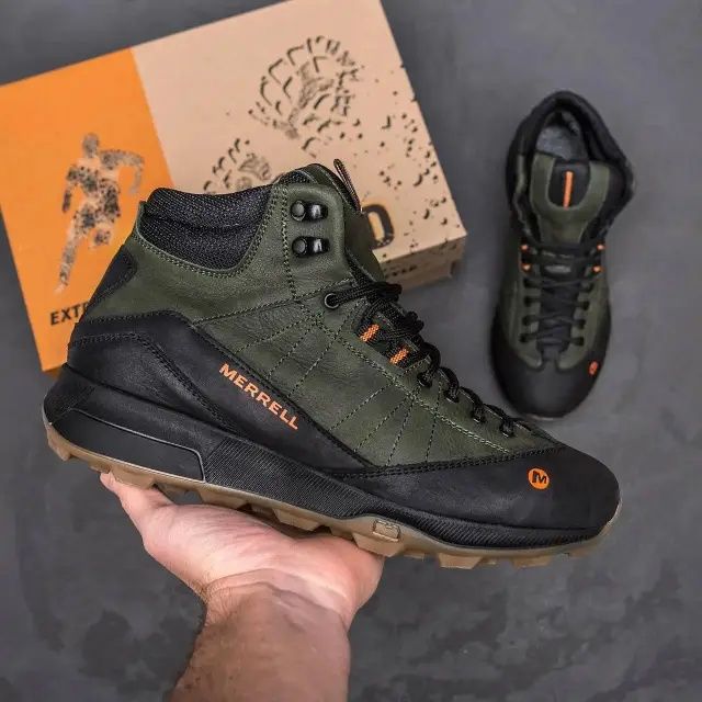Чоловіче взуття Merrell Шкіряне взуття Шкіряні кросівки Зимові зелені