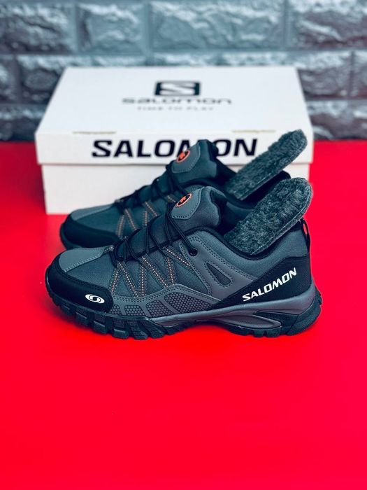 Мужские кроссовки Salomon Серые зимние термо кроссовки Саломон