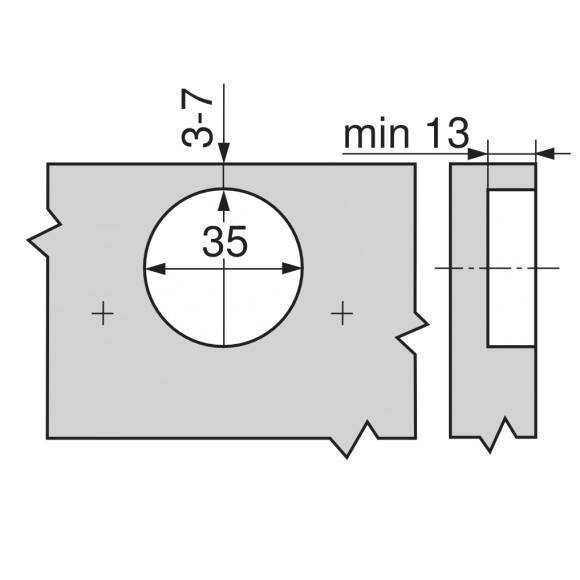 Zawias BLUM 110° nakładany z Blumotion + prowadnik Expando