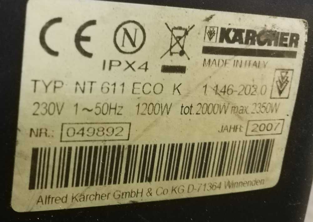 Odkurzacz przemysłowy Karcher NT 611 K Eco z pompą wody bardzo wydajny