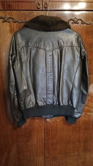 Кожаная демисезонная мужская куртка авиатор, размер 48-50