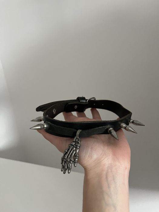 choker obroża z kolcami ćwiekami emo ghotic alternative metalic opium