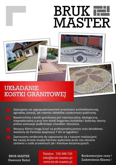 Układanie kostki Brukarstwo układanie kostki granitowej kompleksowo