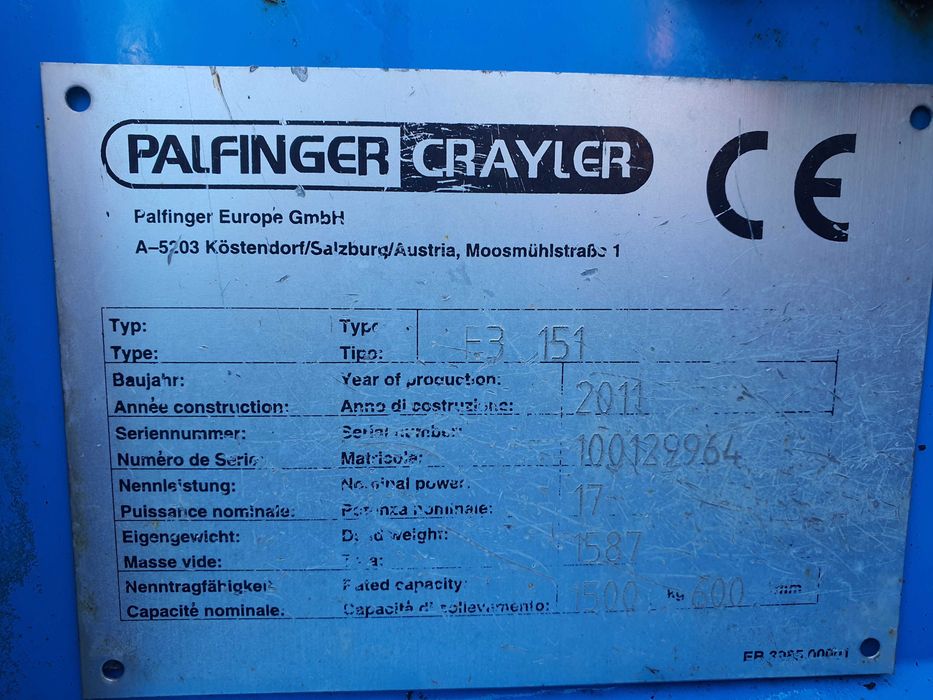 Wózek Widłowy Podwieszany PALFINGER F3 151 PRO  Niski Maszt Stan BDB