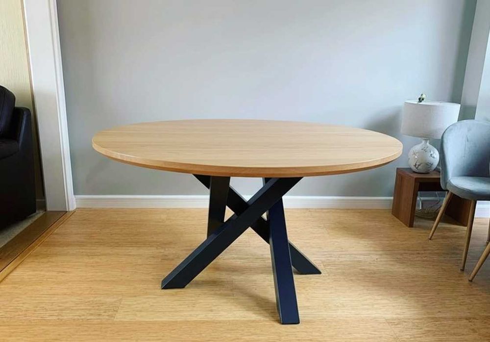 Stół 80x160 cm z litego drewna dębowego + metalowe nogi