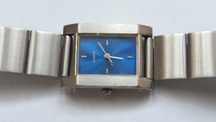=oC, starocie zegarek damski  quartz bransoleta metal tarcza niebieska