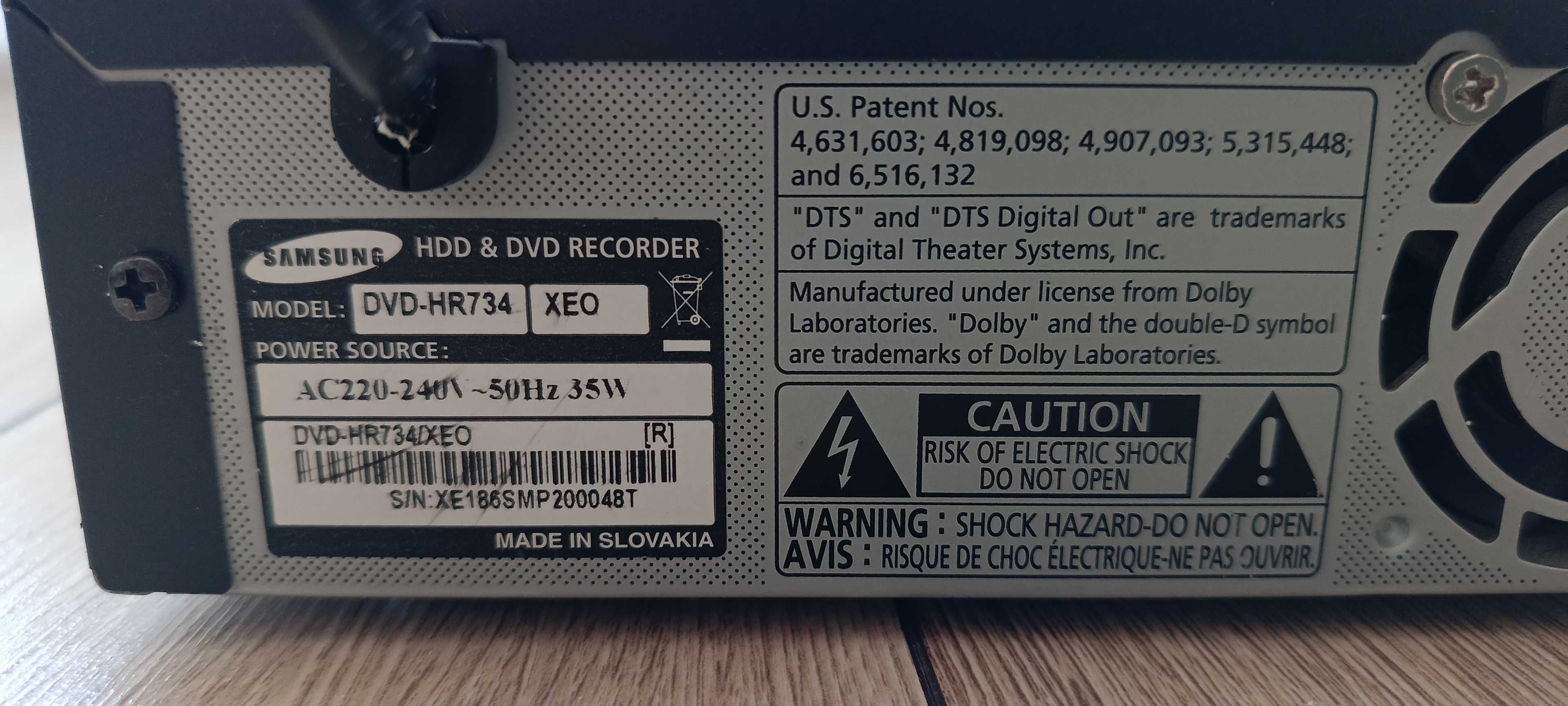 Samsung DVD-HR734, pilot