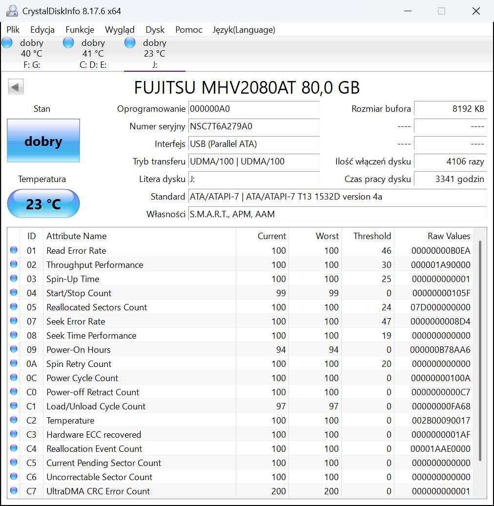 Fujitsu 80GB 4.2K 2MB PATA (IDE/ATA) 2.5" MHV2080AT