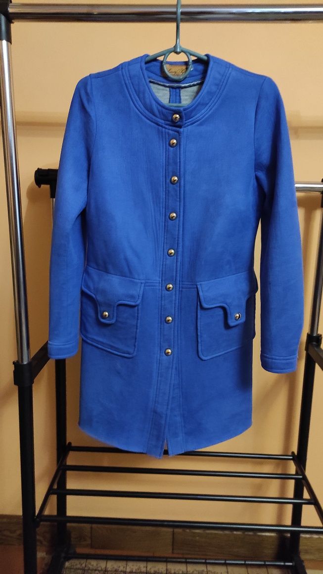 Пальто весняне, розмір 44 , синього кольору