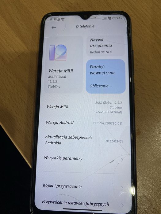REDMI 9C zbite tylko szkło Hartowane