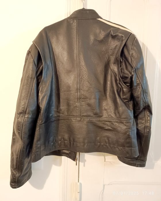 Jaqueta Motard em pele listrada  L/XL