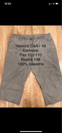 Yessica C&A 48 damskie capri rybaczki krótkie spodenki spodnie beżowe