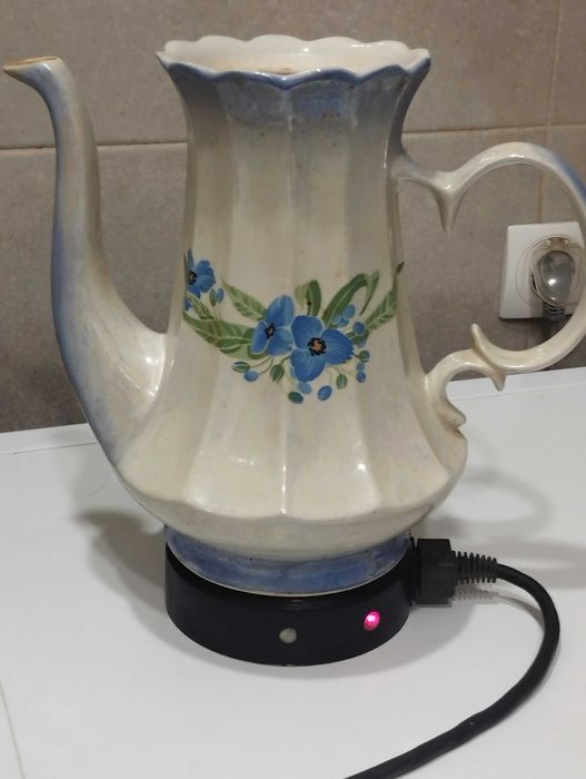 Срочно ! Винтаж, Керамический электрочайник, ручная роспись