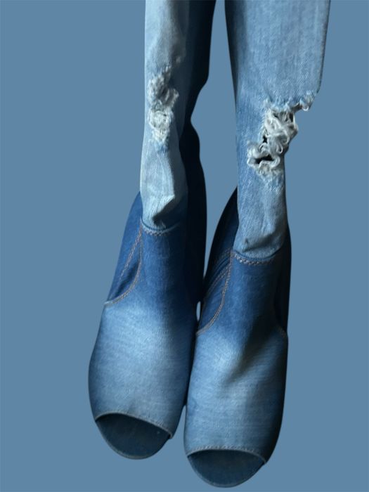 Jeansowe muszkieterki za kolano nowe kozaki rozm.38