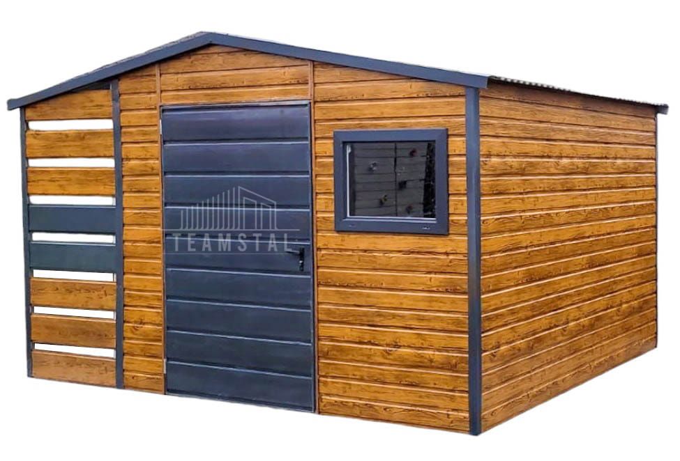 Schowek Domek Ogrodowy 2,5x2,5m + Wiata Drzwi Okno drewnopodobny TS712