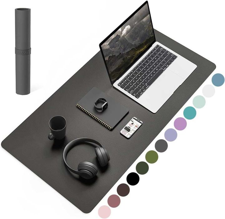 Podkładka YSAGi 80x40 cm ciemnoszara skóra laptop biurko