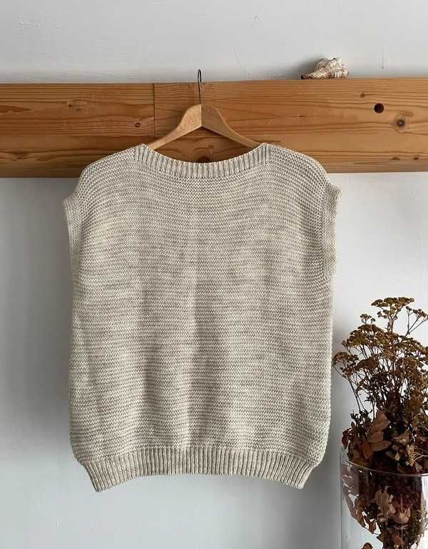 Sweterek beżowy, basic, wełna, elegancki, do pracy, na jesień, S/M