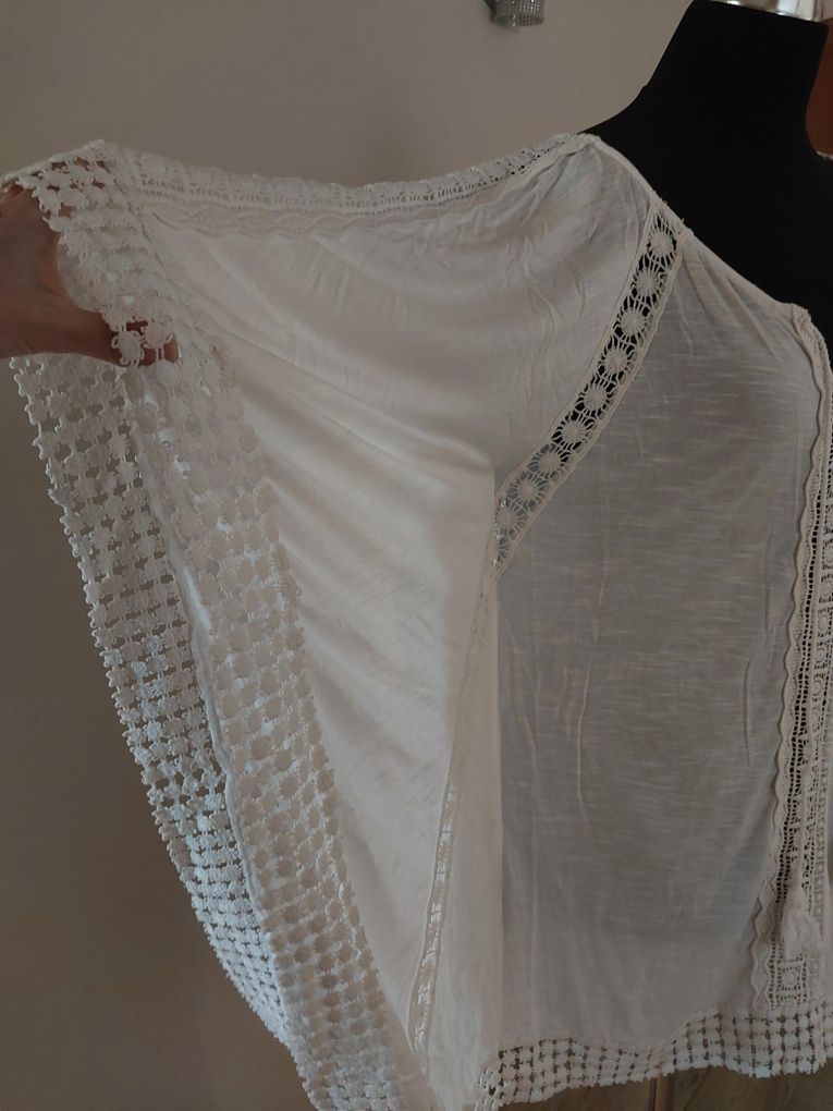 Boho pareo / tunika plażowa w kolorze białym