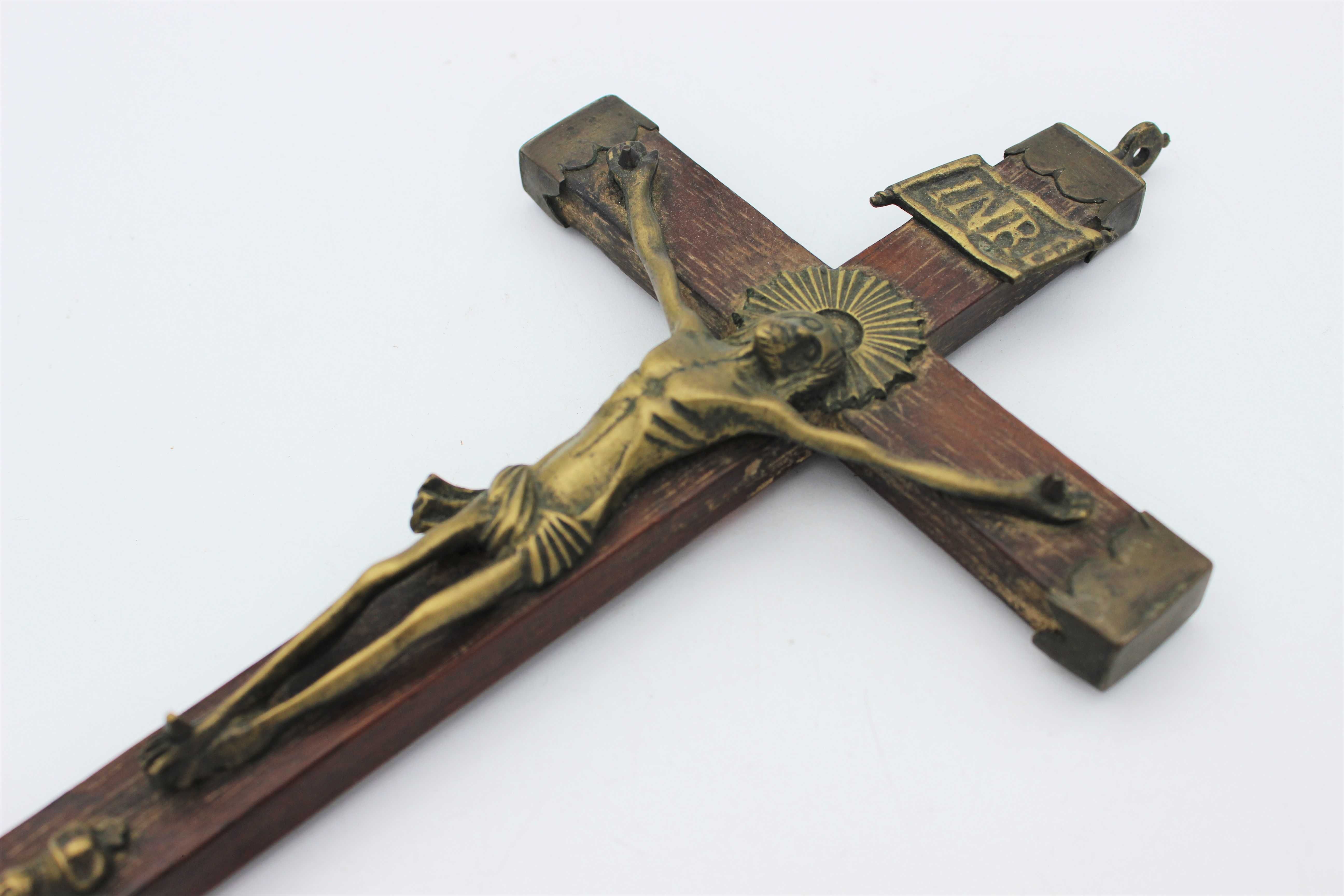Antiquíssimo Crucifixo em Pau-Santo e Bronze