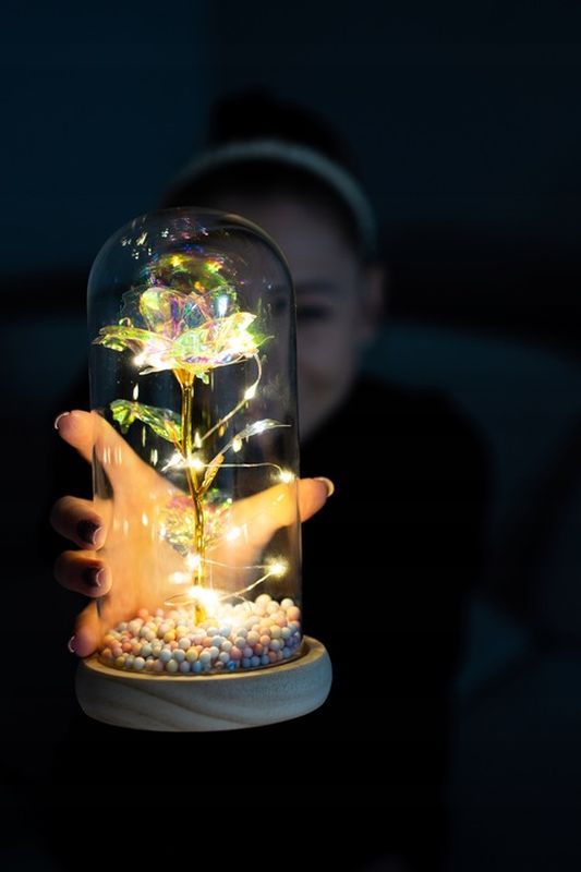 Prezent Dla Kobiety, Żony Na Walentynki, Róża Wieczna Led + Grawer / Z
