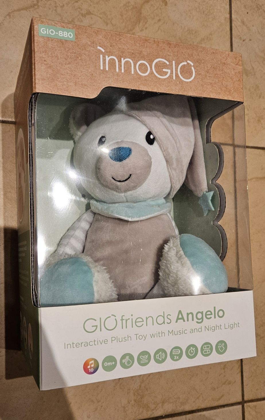 Miś pozytywka lampka nocna Innogio Angelo dla dzieci nowa usypiacz plu