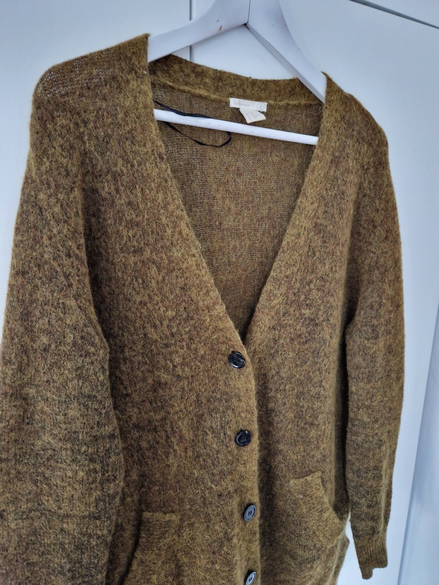 Wełniany moherowy kardigan sweter H&M