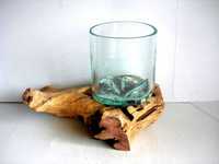 Dekoracja szklana w drewnie nowa