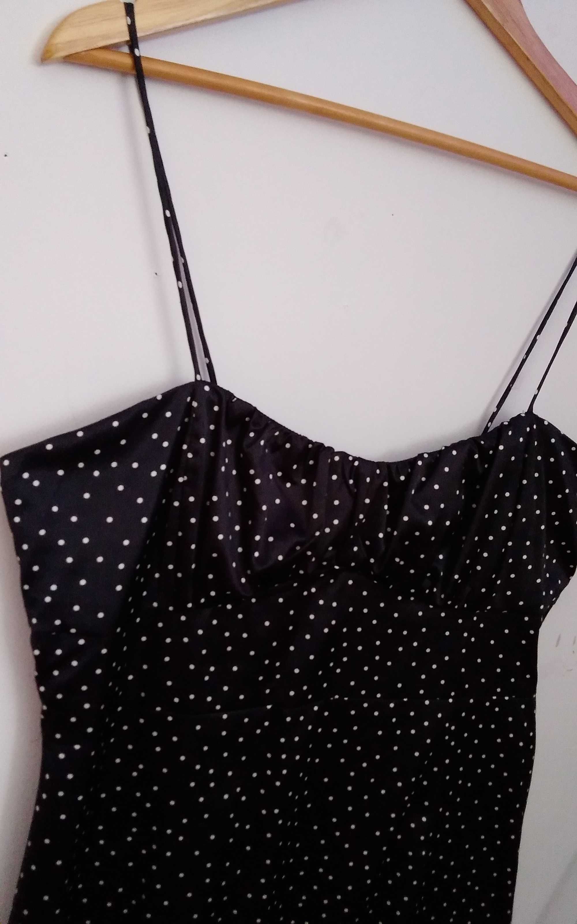 Vestido de alças, estampado bolinhas, tamanho XL Zara