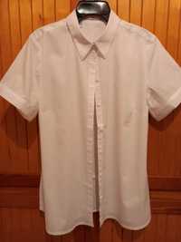 Biała bluzka koszulowa, krótki rękaw, rozmiar 42