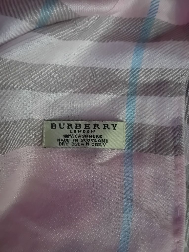 BURBERRY 100% kaszmir duży szal pudrowy róż jak nowy