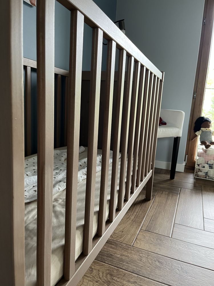 Łóżeczko niemowlęce dziecięce Ikea 120x60 drewno vintage brown unikat