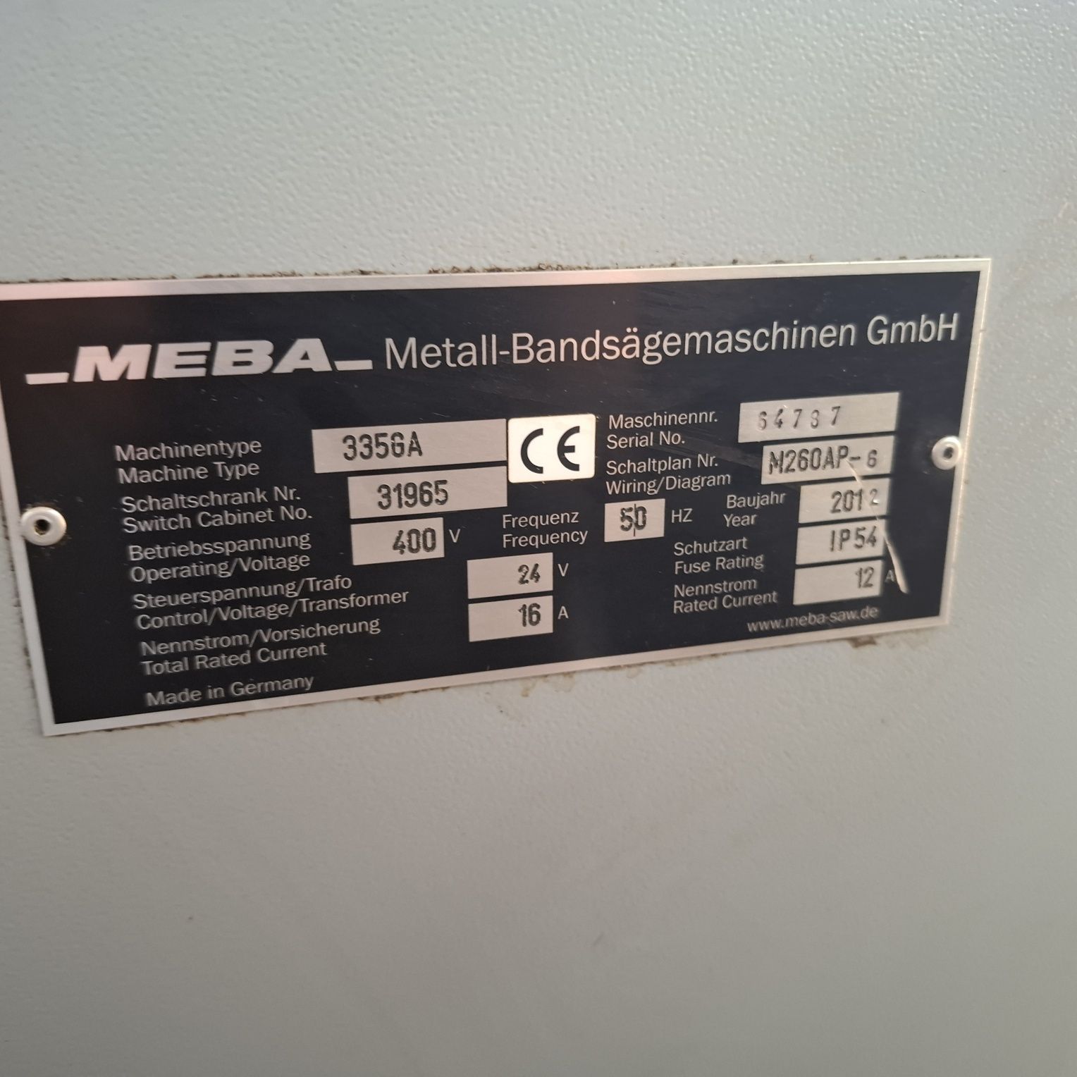 MEBA 335 GA Automat. Piła taśmowa przecinarka.