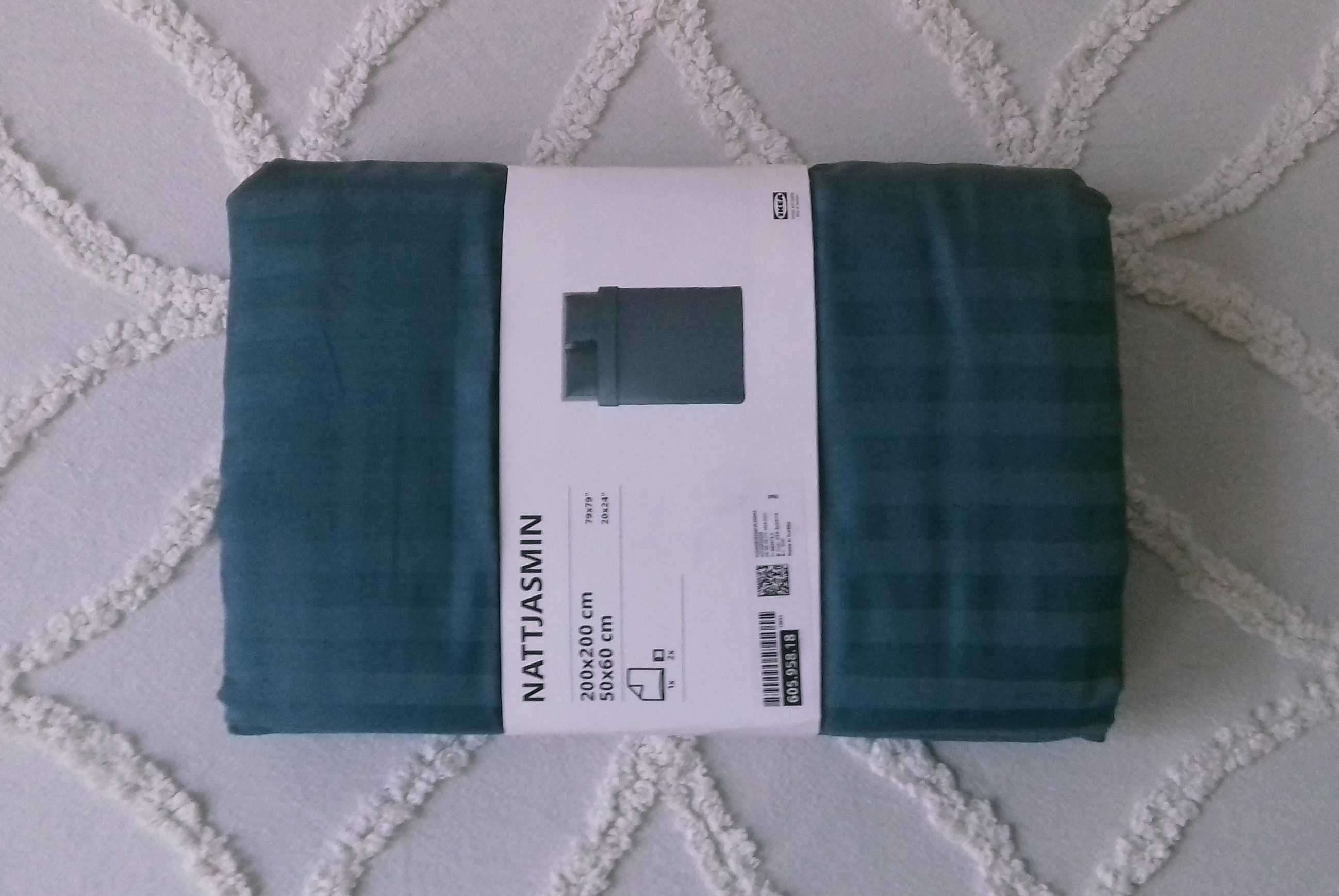 IKEA NATTJASMIN komplet pościeli 200x200 niebieskozielony