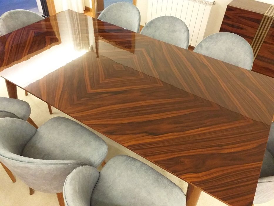 Mesa Jantar Fixa Pau Ferro Alto Brilho