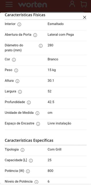 Microondas Novo a estrear e com Garantia Whirlpool