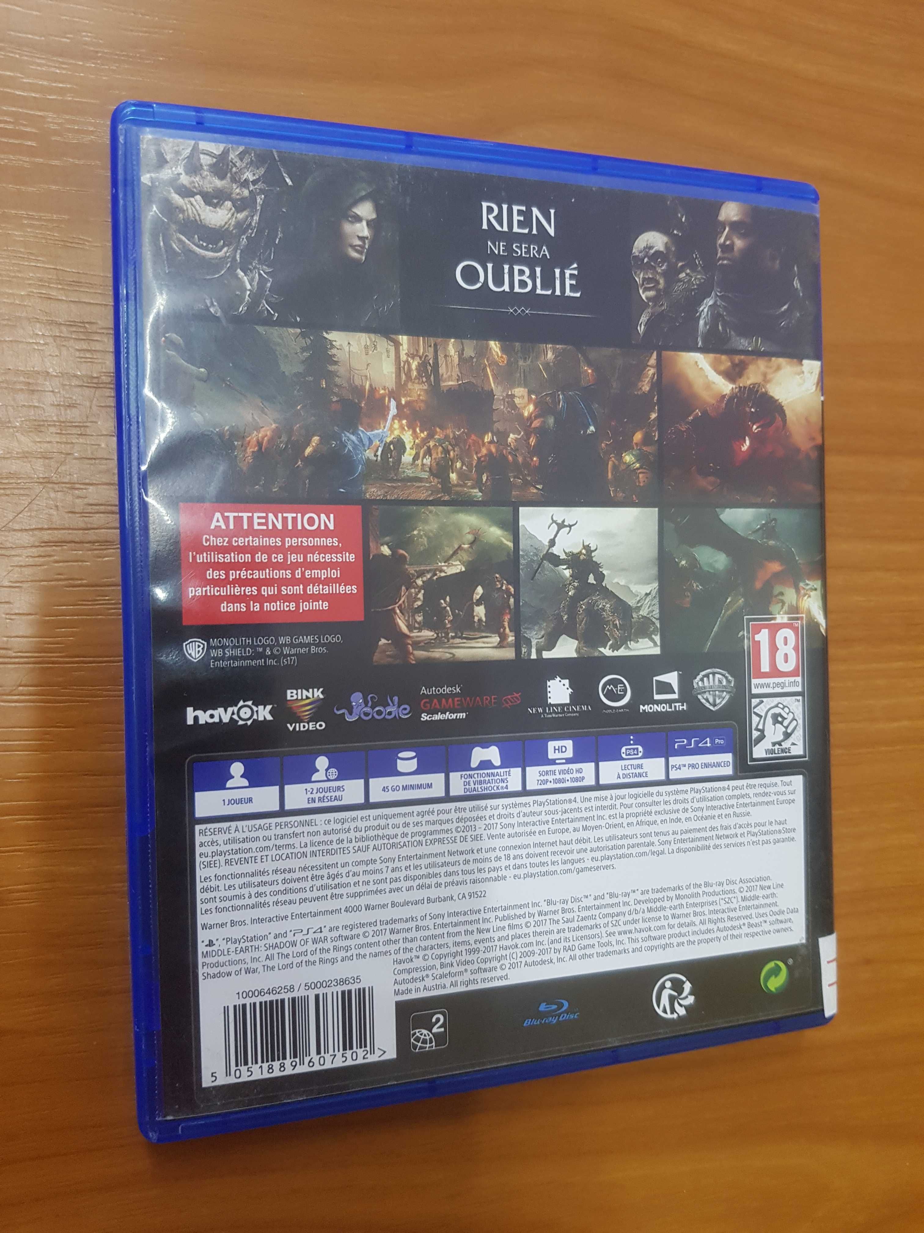 Middle Earth Shadow of Mordor PS4 Skelp Iława