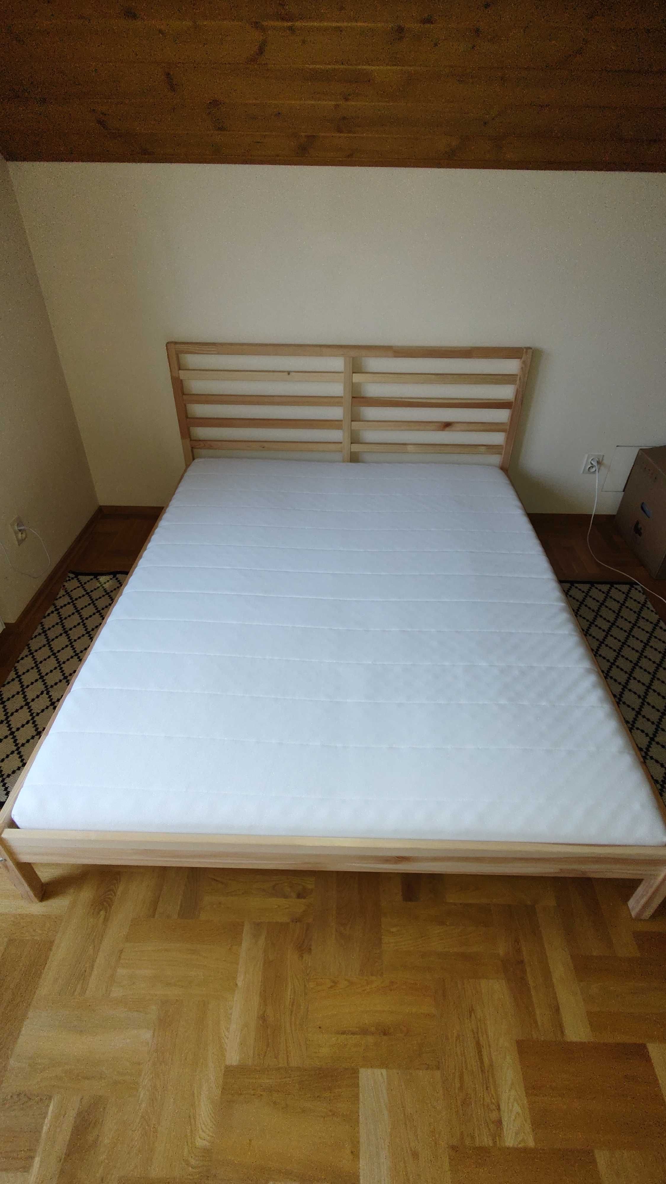 Łóżko sosnowe Terva 160 x200 + materac Asvang IKEA - nowe