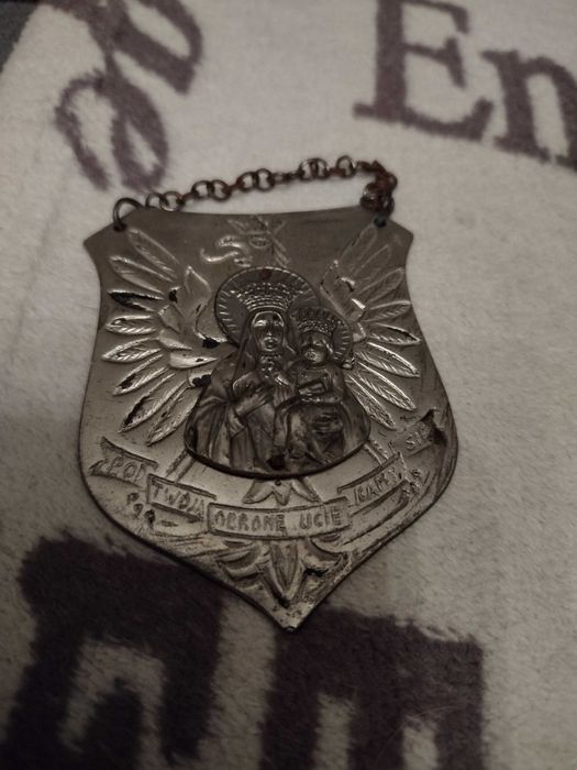 Przedwojenny Ryngraf medalion Matka Boska