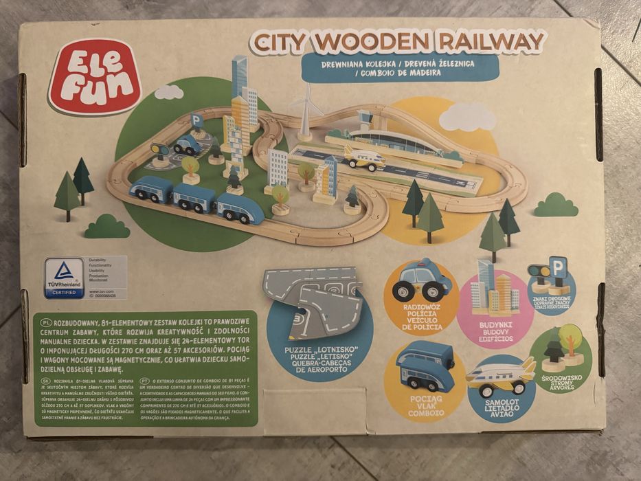 Zestaw torów drewnianych kolejka drewniana 81 elementow