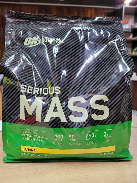Гейнер Optimum Nutrition Serious Mass.  Банан, Ваніль, полуниця