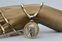Złoty medalik Jezus 14k łańcuszek Hammer pj005yw20&cc047yw65 unisex P