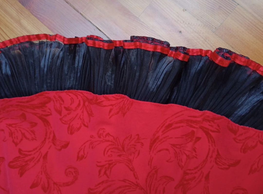 XL L 42 40 Czerwona sukienka falbanki ślub wesele święta sylwester