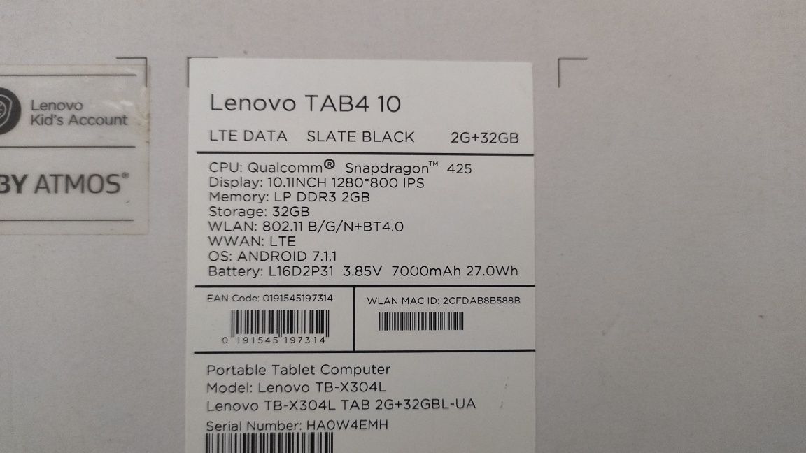 Lenovo TAB4 10 LTE 2/32GB